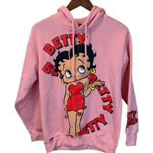 Betty‎ Boop Pink Hoodie Graphic Sweatshirt Size Small